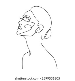 Elegant Woman Portrait One Line Drawing. Creative Contemporary Abstract Line Drawing of Beauty Fashion Female Silhouette. Vector Minimalist Design for Wall Art, Print, Card, Poster. Not AI