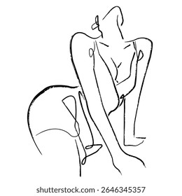 Elegant Woman Portrait One Line Drawing. Creative Contemporary Abstract Line Drawing of Beauty Fashion Female Silhouette. Vector Minimalist Design for Wall Art, Print, Card, Poster. Not AI