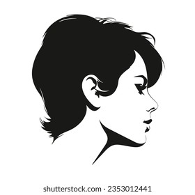 elegant woman profile with fashionable bob short haircut