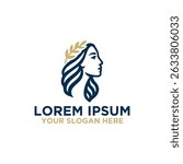 Elegant Woman Profile with Laurel Wreath Logo