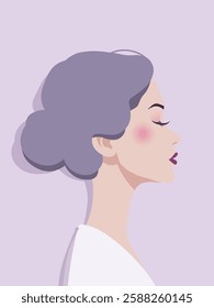 Elegant Woman Profile Minimalist Vector on Soft Pastel Background