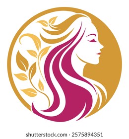 Elegant Woman Profile Silhouette, Beauty Logo Design