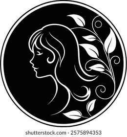 Elegant Woman Profile Silhouette, Beauty Logo Design