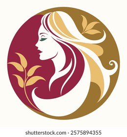 Elegant Woman Profile Silhouette, Beauty Logo Design