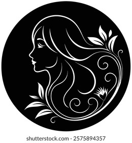 Elegant Woman Profile Silhouette, Beauty Logo Design