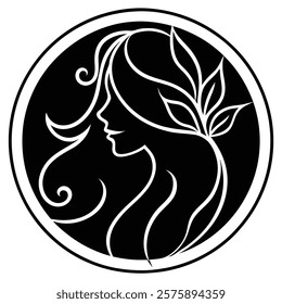 Elegant Woman Profile Silhouette, Beauty Logo Design