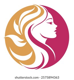 Elegant Woman Profile Silhouette, Beauty Logo Design