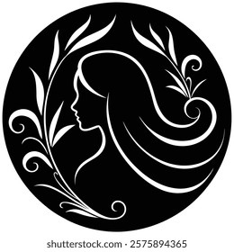 Elegant Woman Profile Silhouette, Beauty Logo Design