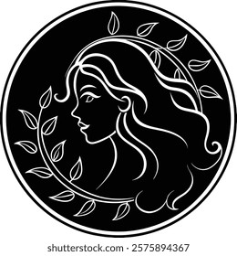 Elegant Woman Profile Silhouette, Beauty Logo Design