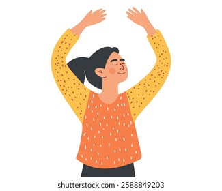 Elegant Woman with Raised Arms for a Graceful and Uplifting Dance Celebration Theme Vector illustration