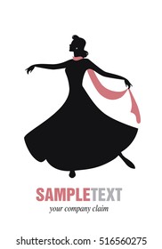 Elegant woman silhouette dancing retro style