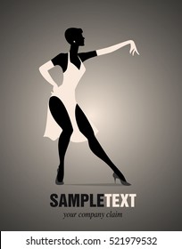 Elegant woman silhouette dancing retro style