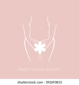 Elegant Woman Silhouette For Intimate Hygiene, Woman Health, Skin And Body Care, Diet, Fitness Etc. 