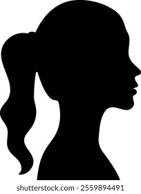 Elegant Woman Silhouette in Profile with Ponytail Vector