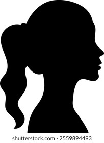 Elegant Woman Silhouette in Profile with Ponytail Vector