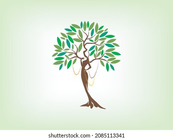 elegant woman tree. abstract woman model with a plant concepts