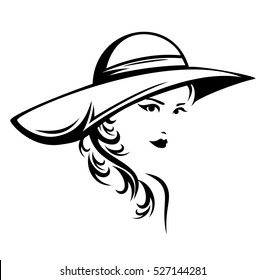 mujer elegante con esa ilustración vectorial - retrato estilizado en blanco y negro de una chica hermosa con el pelo largo.