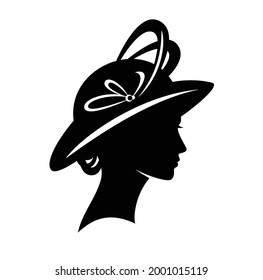 mujer elegante con sombrero de estilo retro con decoración de plumas - glamour y concepto de belleza retrato vectorial