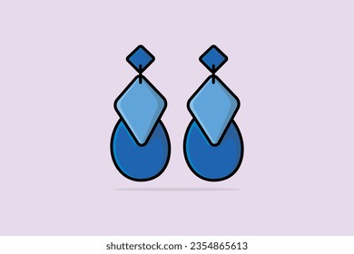 Elegant women earrings jewelry decoration in unique style vector illustration. Beauty fashion objects icon concept. Women gold jewelry earrings vector design.
