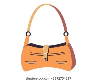Elegant women flat handbag. Vector cartoon isolated fashion accessory bag.