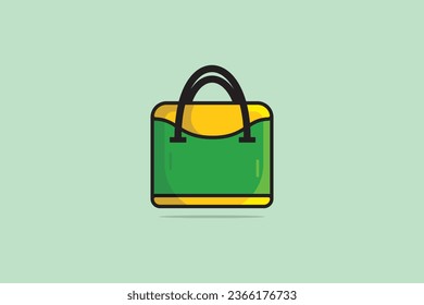 Elegant Women Hand Purse vector illustration. Beauty fashion objects icon concept. Fashionable woman bags flat vector design. Female accessories, elegant purses isolated on green background.