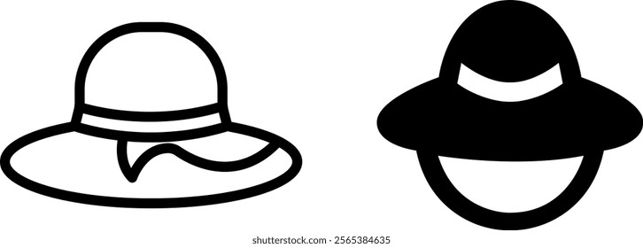 "Elegant Women Hat Vector Line Icon Set: Stylish and Minimalist Designs"