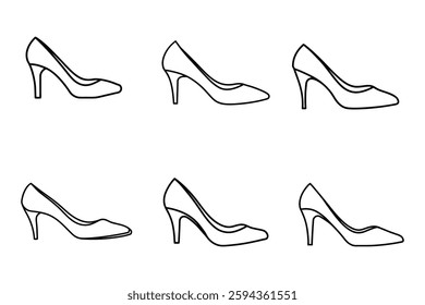 Elegant Women High Heel Shoe Outline Template