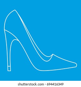 Elegant women high heel shoe icon blue outline style isolated vector illustration. Thin line sign