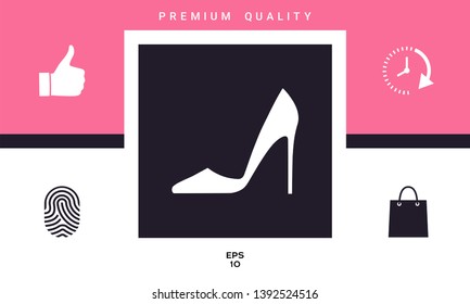 Elegant women shoe. Menu item in the web design