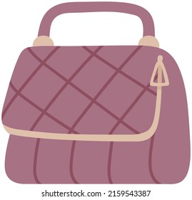 Elegante bolso para mujeres con la parte superior de la solapa y la manija. Colección femenina de bolsos de cuero aislada en blanco. Concepto de chica de moda tomado de la silueta de la imagen a mano. Accesorio para guardarropa femenino, bolso de mano creativo