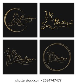 elegant women's fashion logo, clothing, boutique, convection, tailor, garment, business, apparel, fashion designer