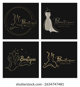 elegant women's fashion logo, clothing, boutique, convection, tailor, garment, business, apparel, fashion designer