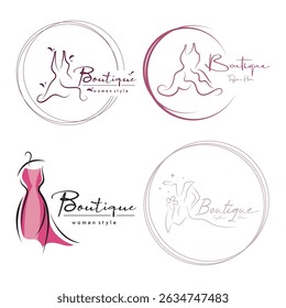 elegant women's fashion logo, clothing, boutique, convection, tailor, garment, business, apparel, fashion designer