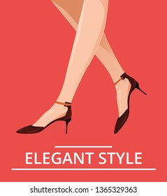 Elegant Women's High Hells Shoes Illustration Vector