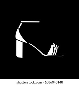 Elegant womens shoe icon. Silhouette Elegant womens shoe vector icon for web design isolated on black background