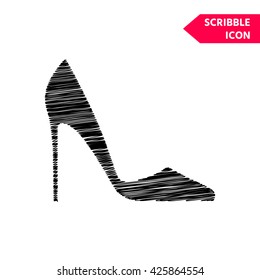 Elegant women's shoe. Menu item in the web design. Scribble icon for you design.