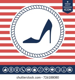 Elegant women's shoe. Menu item in the web design