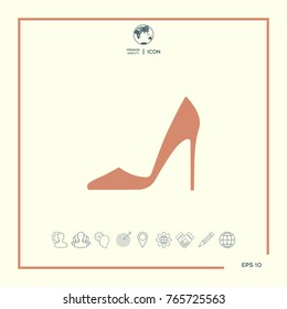 Elegant women's shoe. Menu item in the web design