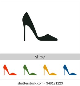 Elegant women's shoe. Set of varicolored icons.