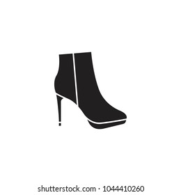 Elegant womens shoe in silhouette style isolated on white background. Fashion female shoes isolated vector illustration