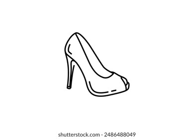 Elegant womens shoes on white background. Fashion female shoes isolated vector illustration. high heels icon design with line style. Single object.