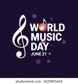 Elegant World Music Day Vector Design with Treble Clef and Note 3
