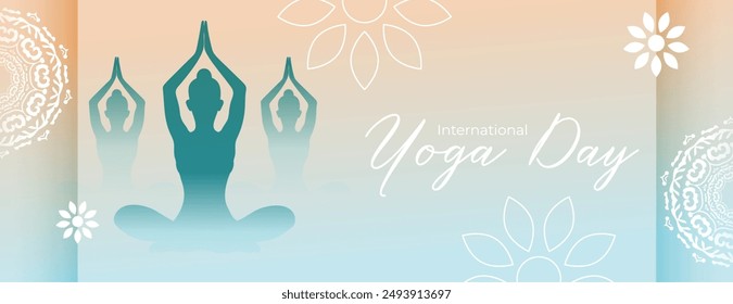 elegant world yoga day 21st june banner with flower design vector