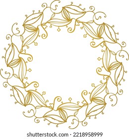 Elegant wreath - vector round border with swirls and leaves.