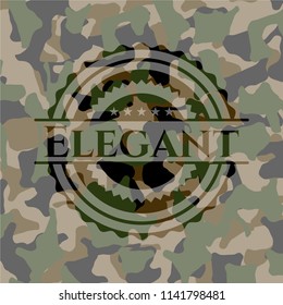 Elegant written on a camo texture