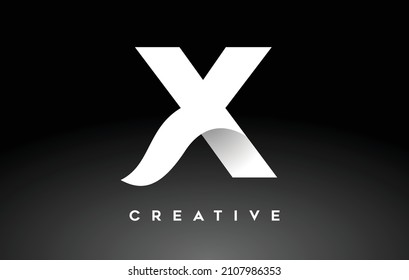 Elegant X Letter Logo Icon Design. White Letter X Logo Design with Minimalist Creative Look and soft Shaddow on Black background Vector