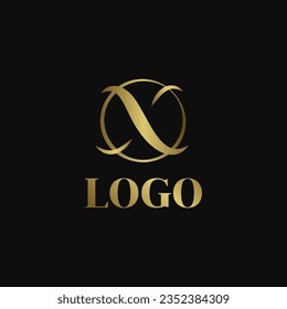 Elegant X letter logo in vector. Golden logo.