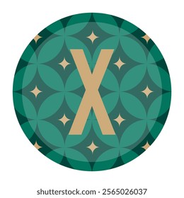 An elegant X logo design showcasing a green floral geometry with subtle golden accents. This image is perfect for luxury branding or sophisticated design aesthetics.