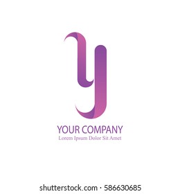 elegant y initial letter flat 3d typography design logotype for brand and company identity. gradient purple color