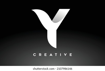 Elegant Y Letter Logo Icon Design. White Letter Y Logo Design with Minimalist Creative Look and soft Shaddow on Black background Vector